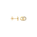 Blush BLUSH 7397YZI 14krt geelgouden oorknoppen, 2 open rondjes in elkaar, 1 bezet met zirconia's