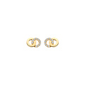 Blush BLUSH 7397YZI 14krt geelgouden oorknoppen, 2 open rondjes in elkaar, 1 bezet met zirconia's
