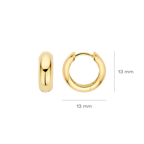 Blush BLUSH 7388YGO 14krt geelgouden klapcreolen, bol, 13.6 mm, 4.5 mm dik