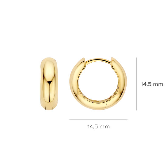 Blush BLUSH 7389YGO 14krt geelgouden klapcreolen, bol, 15.3 mm, 4.5 mm dik