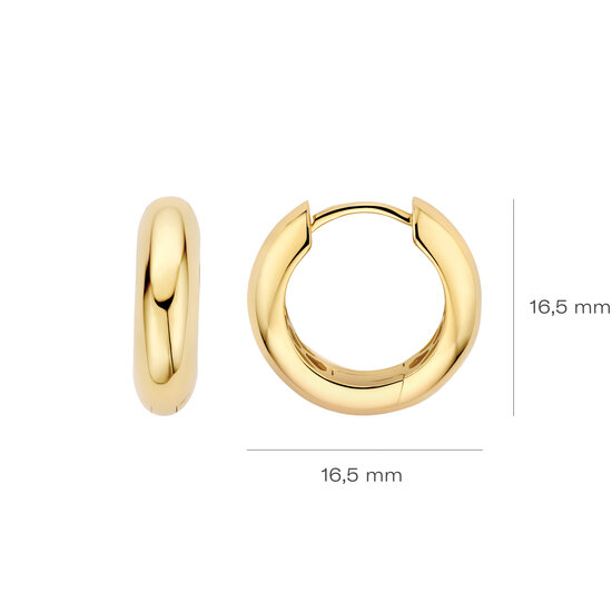 Blush BLUSH 7390YGO 14krt geelgouden klapcreolen, bol, 17.7 mm, 4.5 mm dik