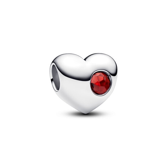 Pandora PANDORA 794161C01 Heart sterling silver charm with salsa red crystal, birthstone, Januari