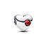 Pandora PANDORA 794161C01 Heart sterling silver charm with salsa red crystal, birthstone, Januari