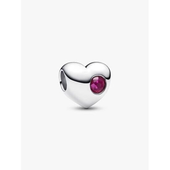 Pandora PANDORA 794161C07 Heart sterling silver charm with true red crystal, birthstone, Juli