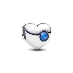 PANDORA 794161C09 Heart sterling silver charm with princess blue crystal, birthstone, September