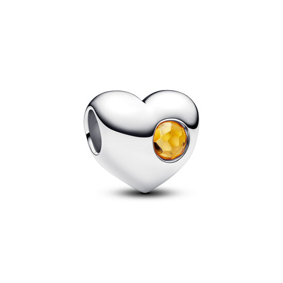 Pandora PANDORA 794161C11 Heart sterling silver charm with honey coloured crystal, birthstone, November
