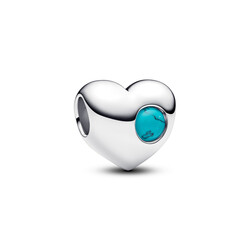 PANDORA 794161C12 Heart sterling silver charm with imitation turquoise, birthstone, December