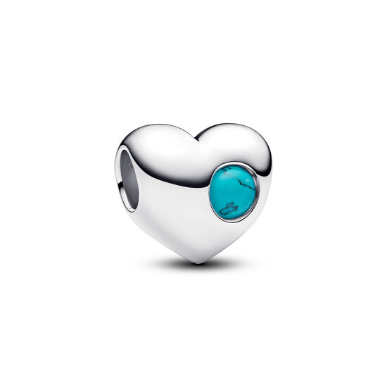 Pandora PANDORA 794161C12 Heart sterling silver charm with imitation turquoise, birthstone, December