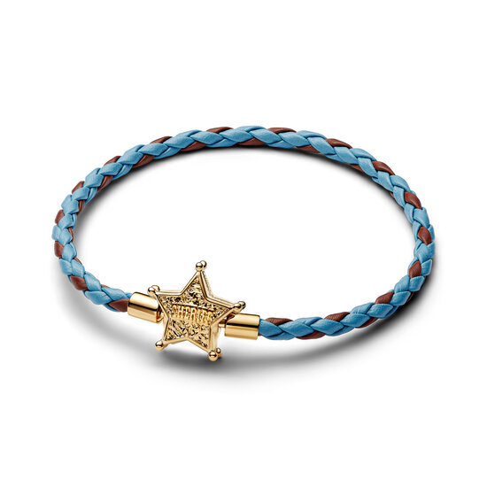 Pandora PANDORA DISNEY 564605C01 Toy Story 14k gold-plated bracelet with blue and brown leather