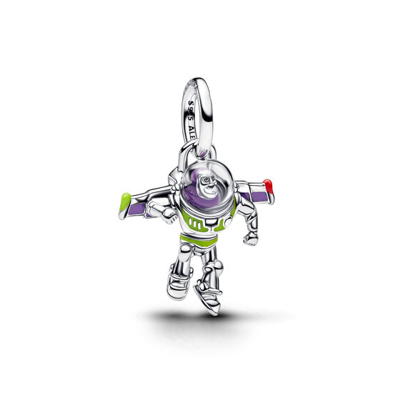 Pandora PANDORA DISNEY 794604C01 Toy Story Buzz Lightyear sterling silver dangle with red, purple, green enamel
