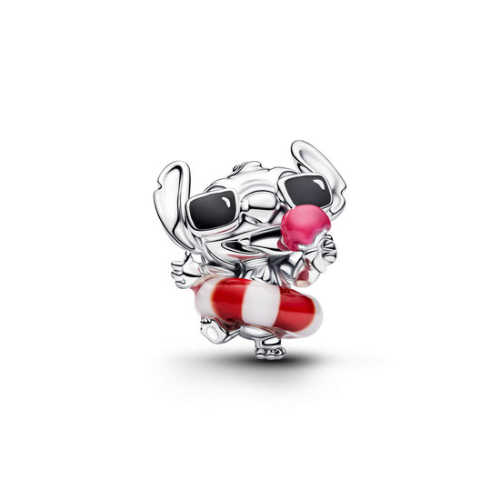 Pandora PANDORA DISNEY 794642C01 Stitch sterling silver charm with white and red Murano glass, black and pink enamel