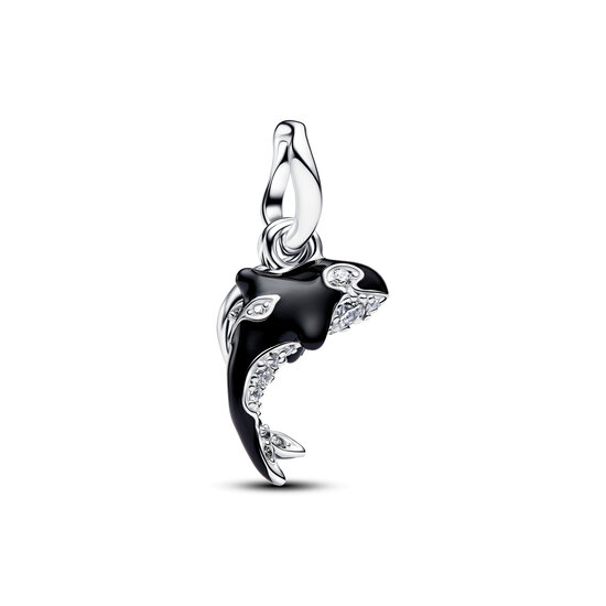 Pandora PANDORA 794683C01 Orca sterling silver double dangle with zirconia and black enamel