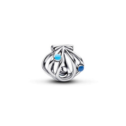 PANDORA 794695C01 Openwork shell sterling silver charm with blue enamel