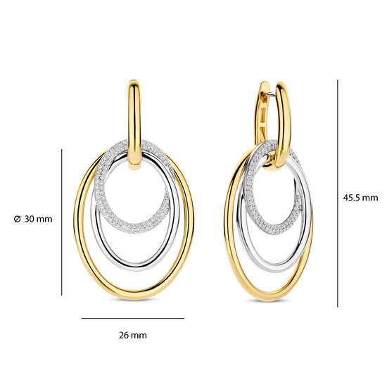 Ti Sento Milano TI SENTO MILANO 78067ZY Zilver gerhodineerde klapcreolen met grote ovale vergulde hangers, met zirconia