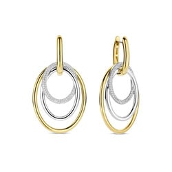 TI SENTO MILANO 78067ZY Zilver gerhodineerde klapcreolen met grote ovale vergulde hangers