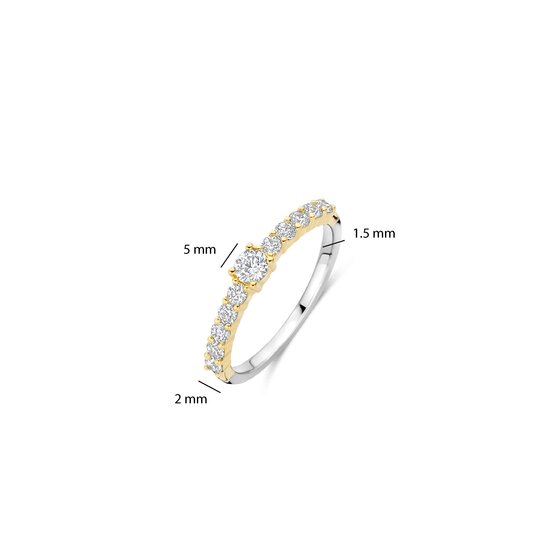 Ti Sento Milano TI SENTO MILANO 12429ZY Zilver gerhodineerde ring met verguld, 11x zirconia