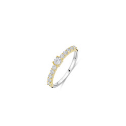 TI SENTO MILANO 12429ZY Zilver gerhodineerde ring met verguld, 11x zirconia