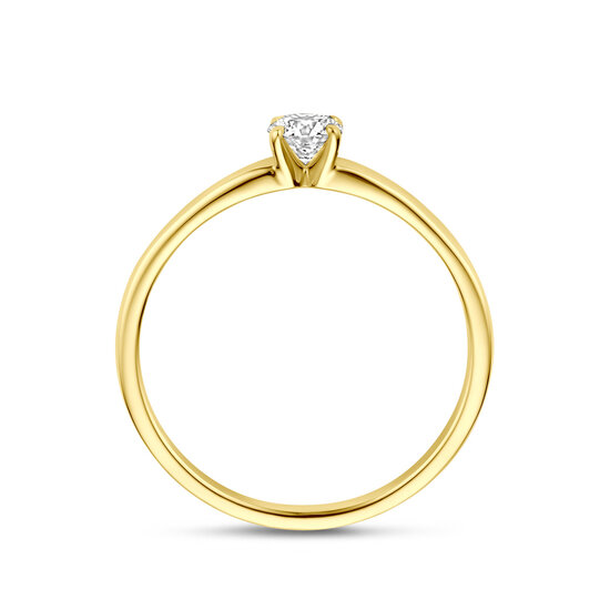 Collectie Milikan Huiscollectie 14krt geelgouden solitairring, 4-poots chaton met 1x 0.25ct LAB grown diamant G/VS, 1060362