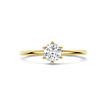 Collectie Milikan Huiscollectie 14krt geelgouden solitairring, 6-poots chaton met 1x 0.50ct LAB grown diamant F/VS, 1060363