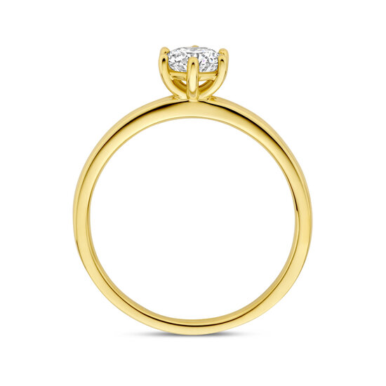 Collectie Milikan Huiscollectie 14krt geelgouden solitairring, 6-poots chaton met 1x 0.50ct LAB grown diamant F/VS, 1060363