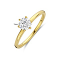 Collectie Milikan Huiscollectie 14krt geelgouden solitairring, 6-poots chaton met 1x 0.50ct LAB grown diamant F/VS, 1060363