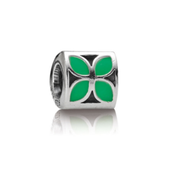 PRE-OWNED PANDORA 790437EN03C zilveren bedel groene bloem emaille