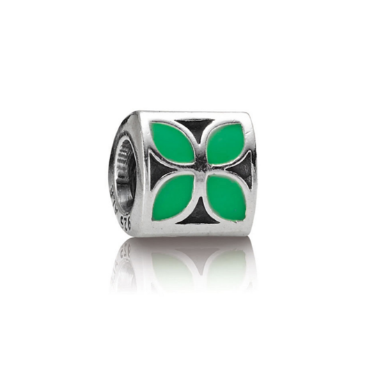 Pandora PRE-OWNED PANDORA 790437EN03C zilveren bedel groene bloem emaille