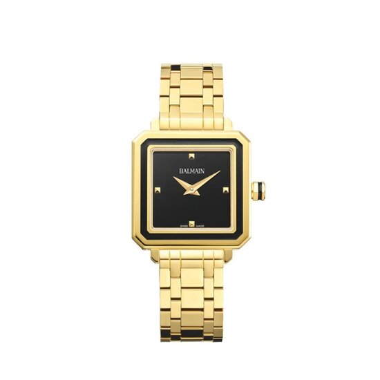 Balmain Watches BALMAIN B47303366 Eirini square 26 mm, staal doublé, vierkant, zwarte wijzerplaat, saffier glas, 5Atm