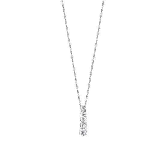 Ti Sento Milano TI SENTO MILANO 34129ZI/42 Zilver gerhodineerd collier met vaste hanger, 5x zirconia onder elkaar, 42 cm