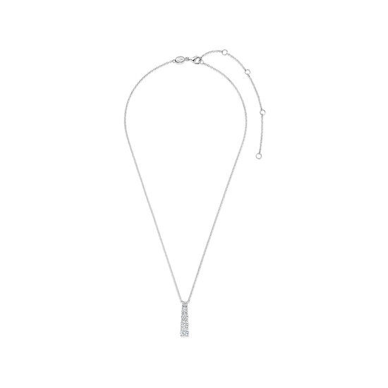 Ti Sento Milano TI SENTO MILANO 34129ZI/42 Zilver gerhodineerd collier met vaste hanger, 5x zirconia onder elkaar, 42 cm
