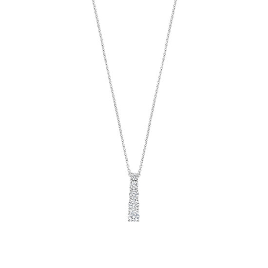 Ti Sento Milano TI SENTO MILANO 34129ZI/42 Zilver gerhodineerd collier met vaste hanger, 5x zirconia onder elkaar, 42 cm