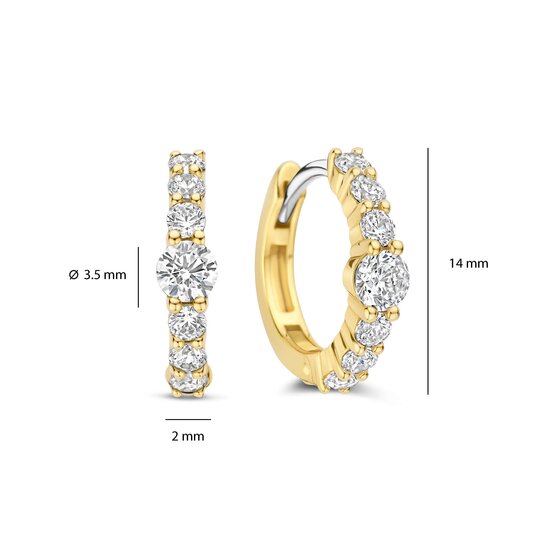 Ti Sento Milano TI SENTO MILANO 78073ZY Zilver vergulde klapcreolen, bezet met zirconia's, 14 mm