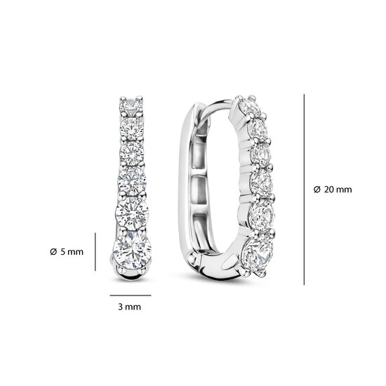 Ti Sento Milano TI SENTO MILANO 78075ZI Zilver gerhodineerde ovale klapcreolen, bezet met zirconia's, 20x3 mm