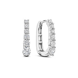 TI SENTO MILANO 78075ZI Zilver gerhodineerde ovale klapcreolen, bezet met zirconia's