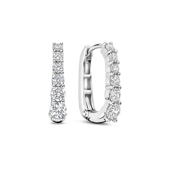Ti Sento Milano TI SENTO MILANO 78075ZI Zilver gerhodineerde ovale klapcreolen, bezet met zirconia's, 20x3 mm