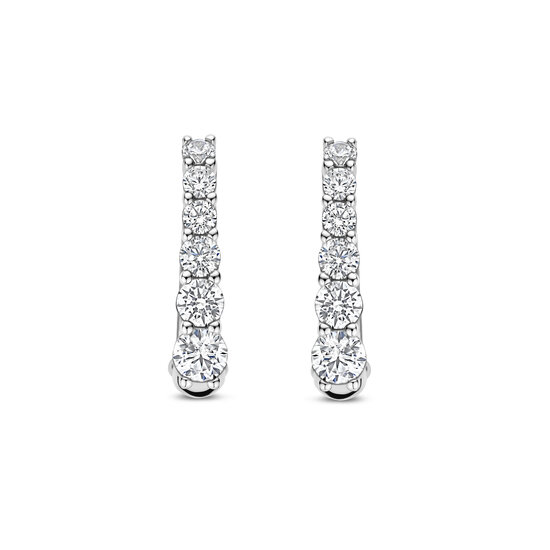 Ti Sento Milano TI SENTO MILANO 78075ZI Zilver gerhodineerde ovale klapcreolen, bezet met zirconia's, 20x3 mm