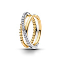 Pandora PANDORA 164826C01 Sterling silver and 14k gold-plated ring with clear cubic zirconia