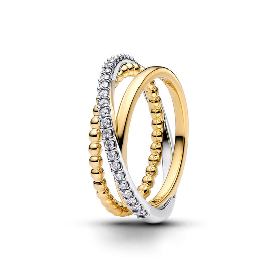 Pandora PANDORA 164826C01 Sterling silver and 14k gold-plated ring with clear cubic zirconia