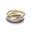 Pandora PANDORA 164826C01 Sterling silver and 14k gold-plated ring with clear cubic zirconia