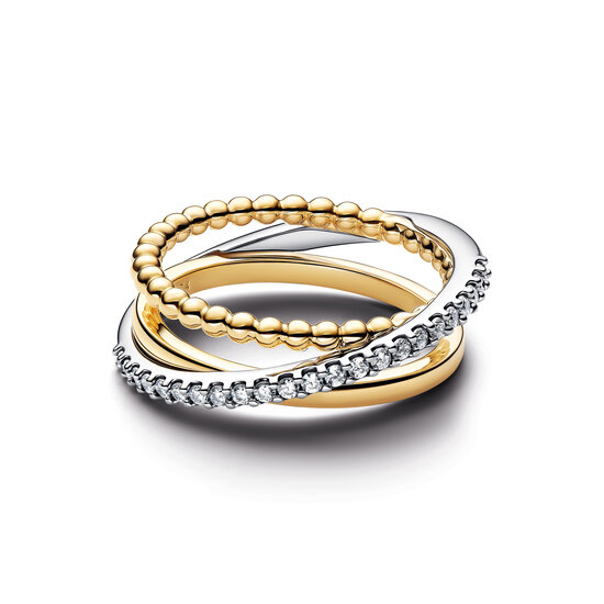 Pandora PANDORA 164826C01 Sterling silver and 14k gold-plated ring with clear cubic zirconia