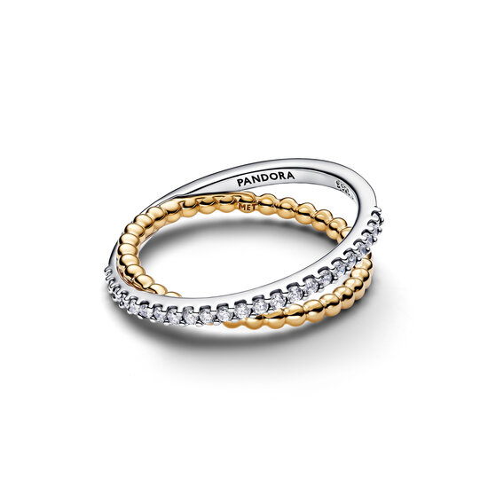 Pandora PANDORA 164827C01 Sterling silver and 14k gold-plated ring with clear cubic zirconia