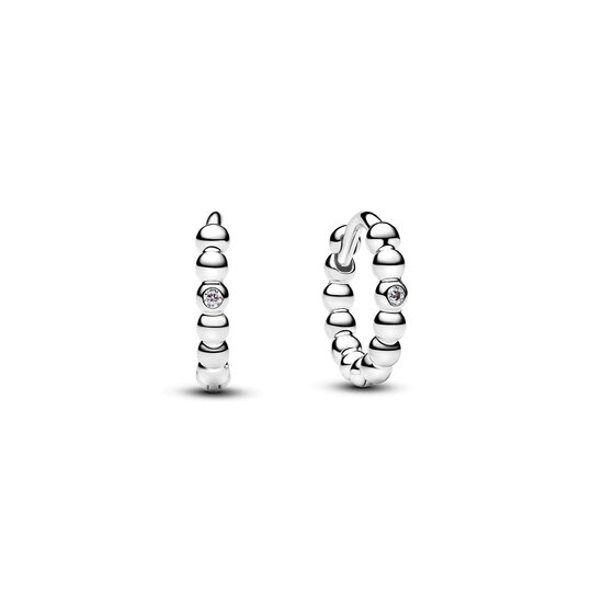 Pandora PANDORA 294823C01 Sterling silver huggie hoop earrings with clear cubic zirconia