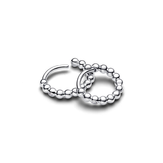 Pandora PANDORA 294823C01 Sterling silver huggie hoop earrings with clear cubic zirconia
