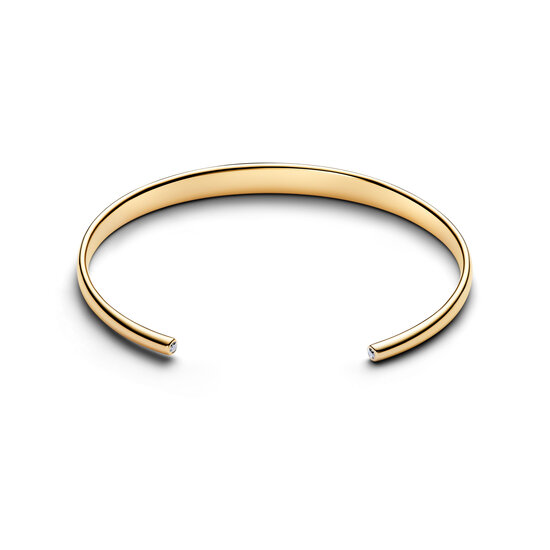 Pandora PANDORA Shine 564754C01-2 Engravable 14k gold-plated open bangle with clear cubic zirconia