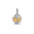 Pandora PANDORA 764803C01 Butterfly sterling silver and 14k gold-plated medallion with clear cubic zirconia