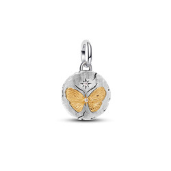PANDORA 764803C01 Butterfly sterling silver and 14k gold-plated medallion