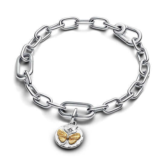 Pandora PANDORA 764803C01 Butterfly sterling silver and 14k gold-plated medallion with clear cubic zirconia