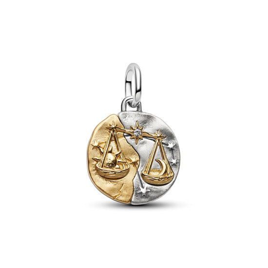Pandora PANDORA 764983C01 Libra sterling silver and 14k gold-plated medallion with clear cubic zirconia