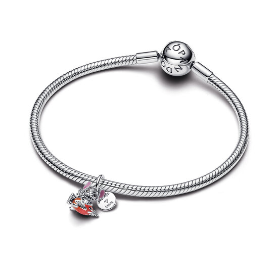 Pandora PANDORA 793742C01 Disney Stitch rocket sterling silver double dangle with clear cubic zirconia, purple, black, red and orange enamel