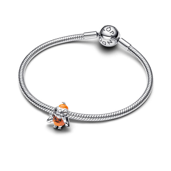 Pandora PANDORA 794730C01 Disney Stitch halloween sterling silver charm with imitation of orange quartz and black enamel